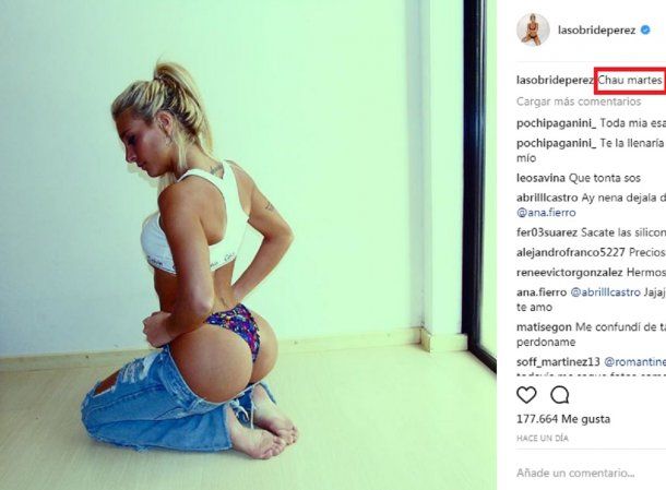 Sol Pérez muestra su cola para terminar el día<br>