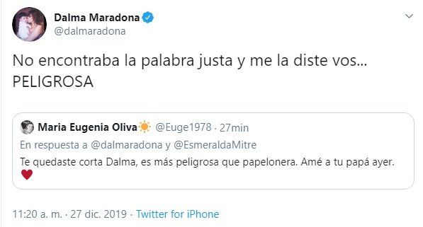 Tremenda respuesta de Dalma Maradona a Esmeralda Mitre por los dichos sobre Diego