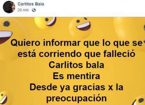[FAKE NEWS] Carlitos Balá tuvo que desmentir su propia muerte 