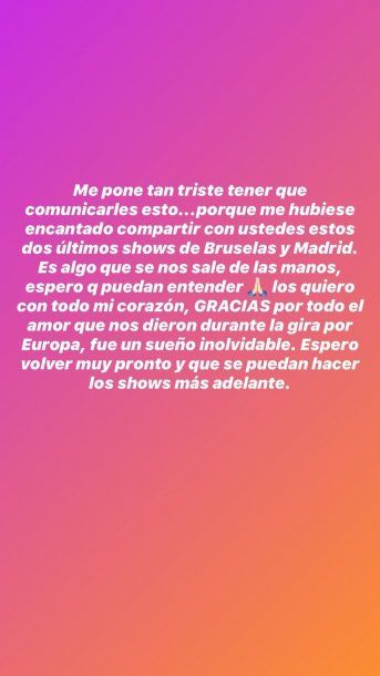 Tini Stoessel anunció la suspensión de su gira por el coronavirus