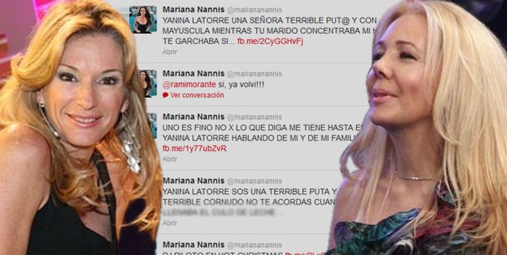 Los terribles tuits de Mariana Nannis a Yanina Latorre: Sos una terrible p...