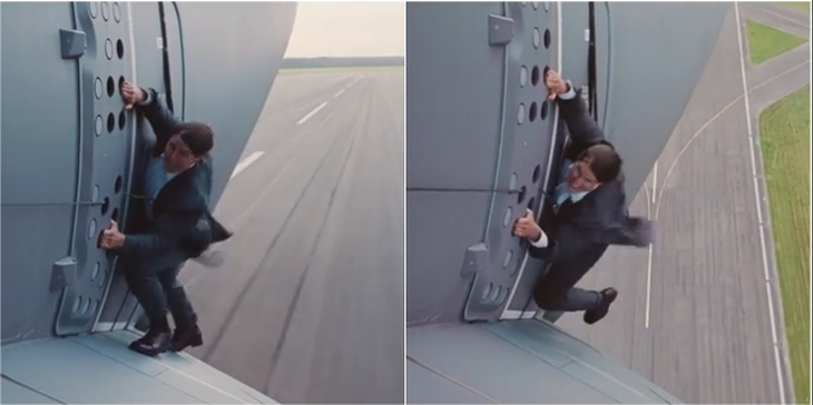 Tremendo video de Tom Cruise colgado de un avión mientras despega