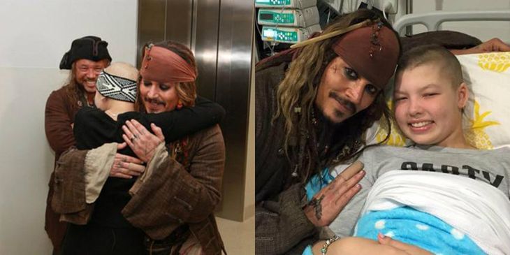 Johnny Depp sorprendió a los nenes de un hospital como Jack Sparrow