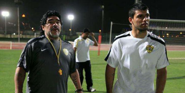 Maradona y su yerno, Kun Agüero, en Mendoza
