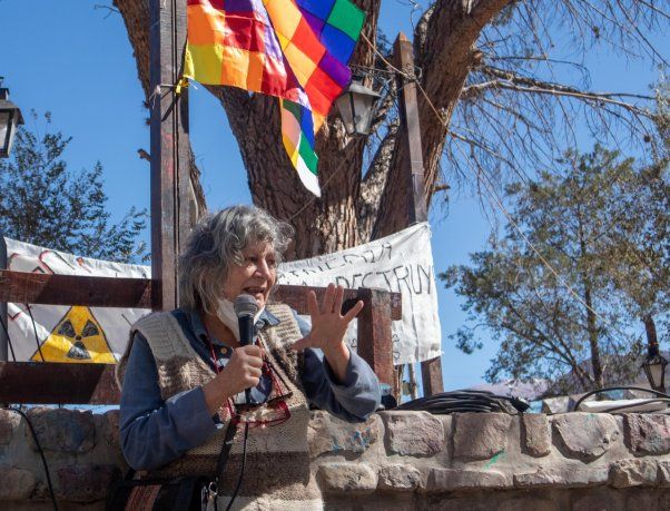 Rita Segato, una de las oradoras de la Asamblea de Pueblos por el Agua de la Quebrada y Puna, que se realizó el jueves en la plaza de Tilcara, Jujuy.