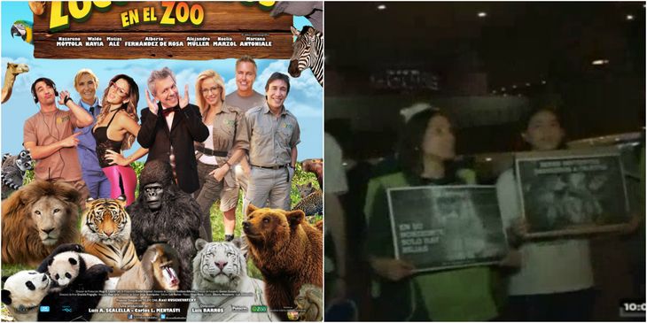 Defensores de animales hicieron un escrache en la avant premiere de Locos sueltos en el zoo